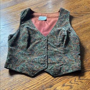 Vintage Campus Casuals Velvet Paisley Vest - Multicolor Small